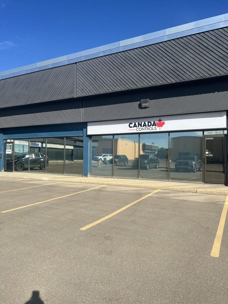 Exterior and signage of the Canada Controls branch at 3428 78 Ave NW in Edmonton, Alberta